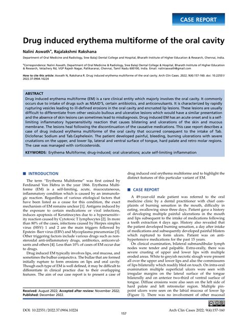 PDF Drug Induced Erythema Multiforme Of The Oral Cavity