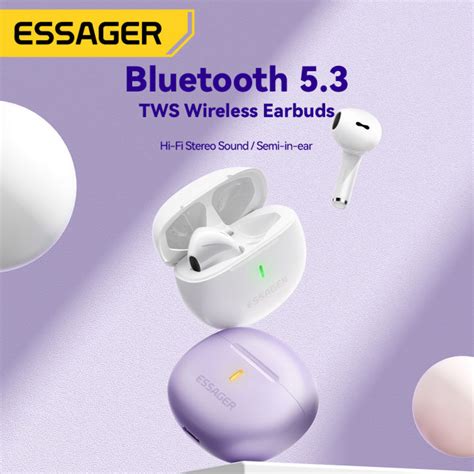 Essager Bluetooth V5.3 TWS Wireless Earphones BT Hi-Fi Stereo ...