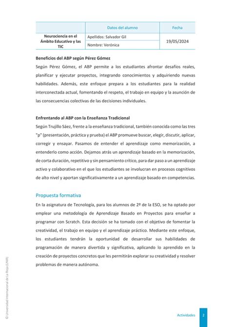 Actividad Metodologías activas en el aula PDF