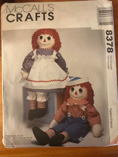 Mccalls Crafts 8378 Stuffed Raggedy Ann And Andy Doll Pattern Etsy Raggedy Raggedy Ann