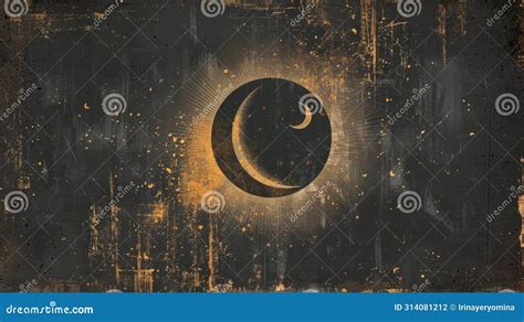 Vintage Solar Eclipse With Golden Halo Illustration Stock Photo Image