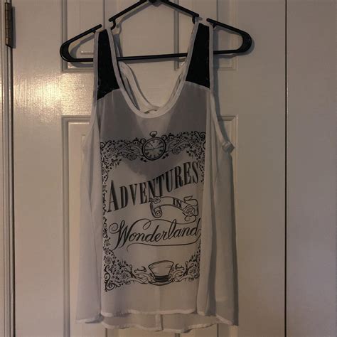 Flowy Sheer Alice In Wonderland Tank Top With Lace Depop