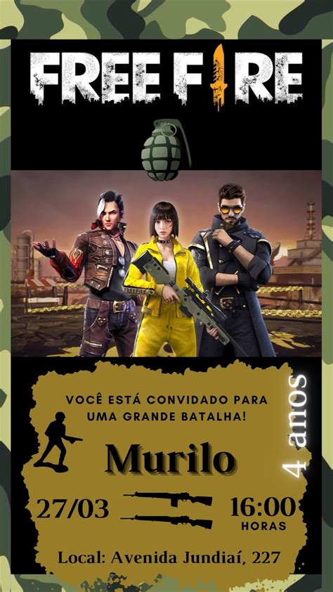 Convite de Aniversário Free Fire Elo7 Produtos Especiais