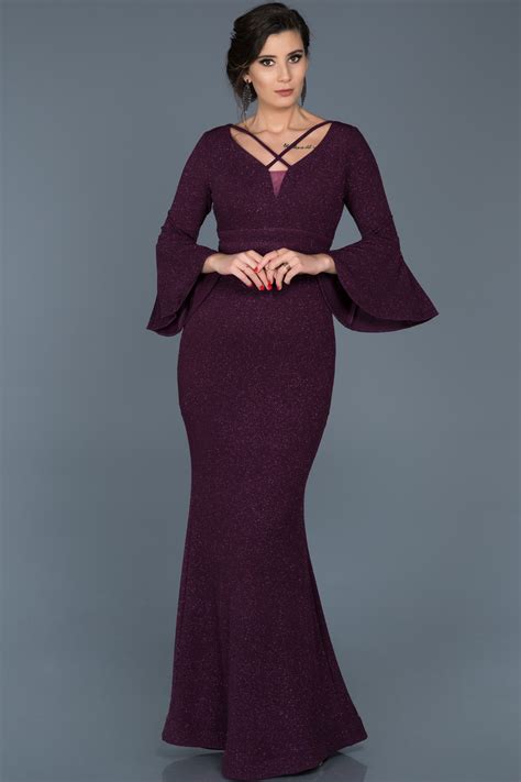 Long Purple Mermaid Evening Dress Abu568