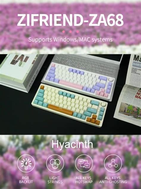 Zifriend ZA68 RGB 60 Hot Swappable Mechanical Keyboard Wireless 3 Mode