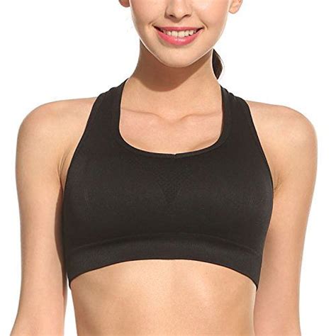 Ekouaer Fitness Bra Widen Anti Slip Shoulder Strap High Elasticity Women Racerback Sports Bra