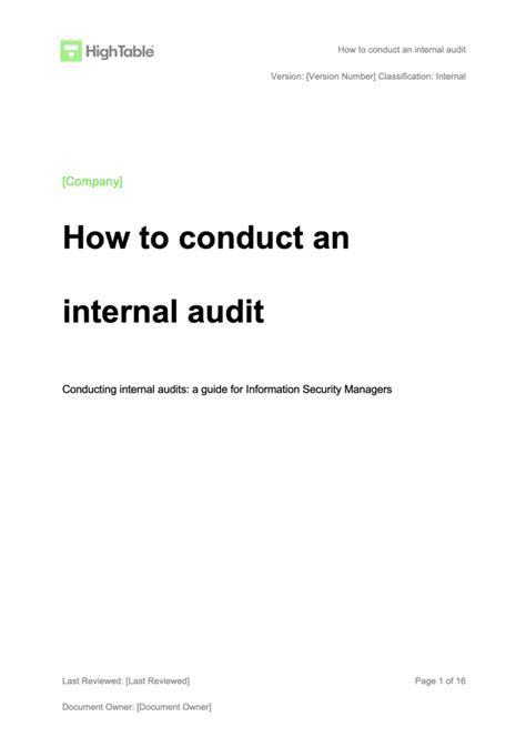 The Ultimate Iso27001 Audit Plan Template