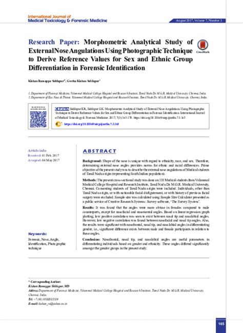 Pdf Morphometric Analytical Study Of External Nose Angulations Using