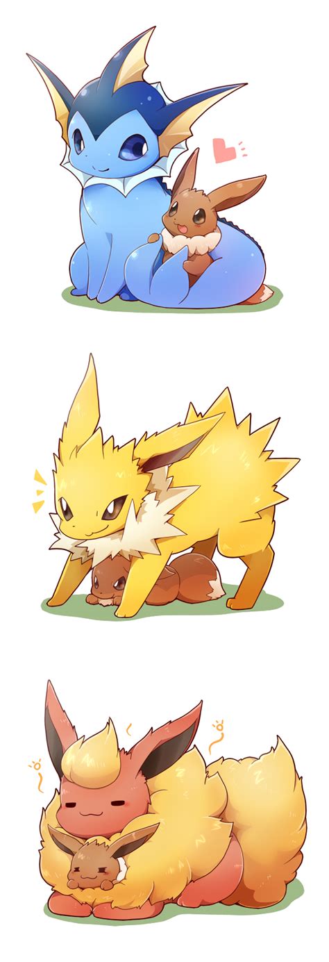 Eevee Vaporeon Flareon And Jolteon Pokemon Drawn By Azuma Minatsu