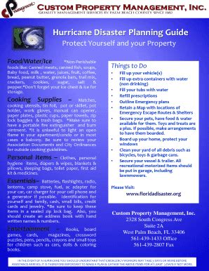 Fillable Online Hurricane Disaster Planning Guide Fax Email Print