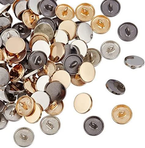 OLYCRAFT 90pcs Alloy Shank Buttons 15mm Metal Flat Buttons 3 Colors