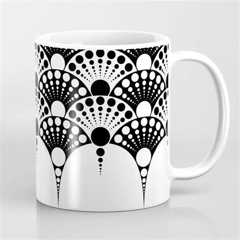 Black And White Art Deco Inspired Fan Pattern Coffee Mug By VrijFormaat