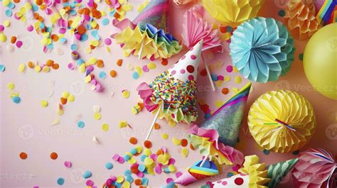 Ai Generated Colorful Birthday Or Carnival Background Stock