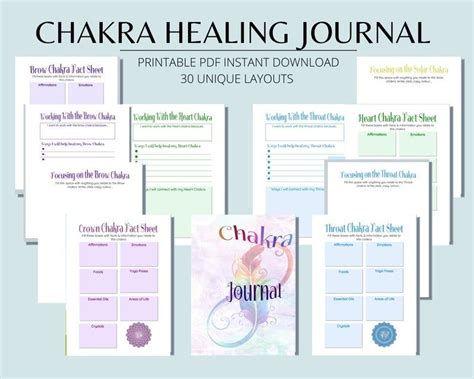 Chakra Healing Journal Heal Your Seven Chakras Chakra Worksheets