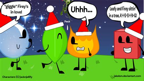 BFDI in: Firey's Kiss at Christmas by jakelsm on DeviantArt