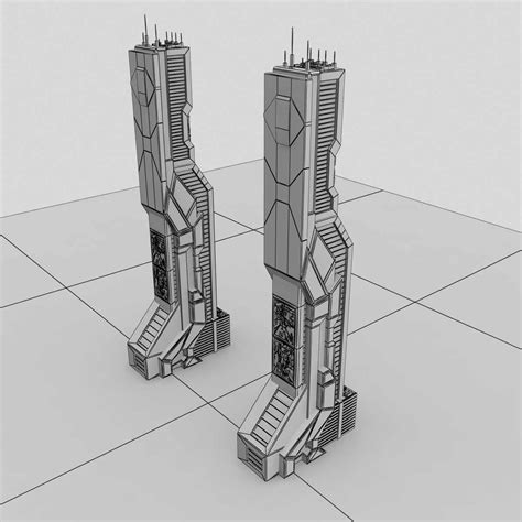 Sci Fi Futuristic Building D Model Max Obj Fbx Free D