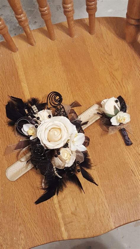 Nude Cream Black Homecoming Corsage Set Hen House Designs