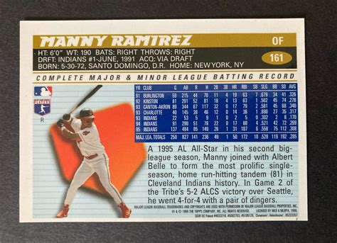 1996 TOPPS CHROME REFRACTOR 161 MANNY RAMIREZ 070323161 EBay