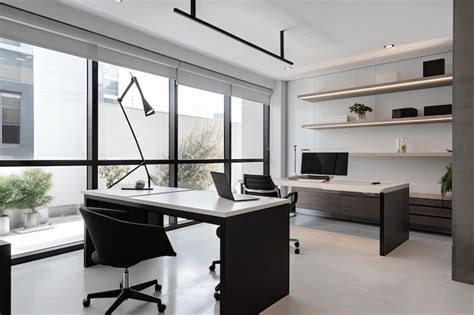 Premium Ai Image Sleek Contemporary Office With Minimalist Aesthetic