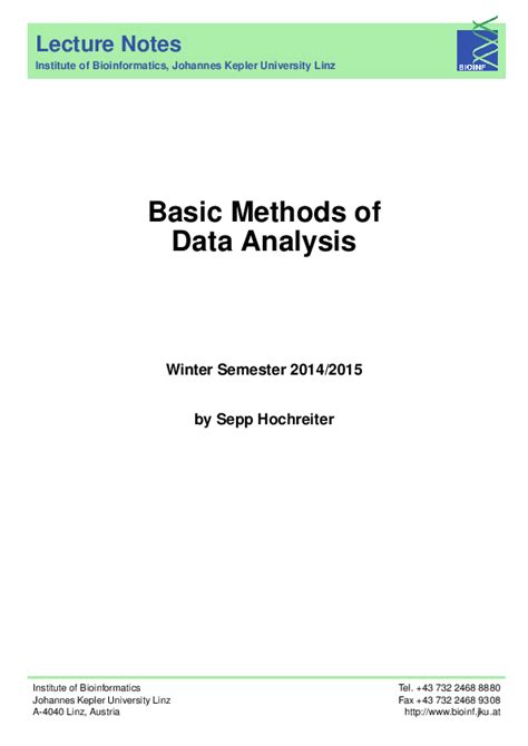 Pdf Basic Methods Of Data Analysis