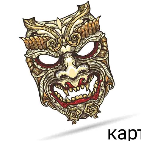 Картинка злая маска анимешного демона для срисовки