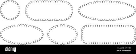 Doodle Circle And Oval Scalloped Frames Hand Drawn Scalloped Edge