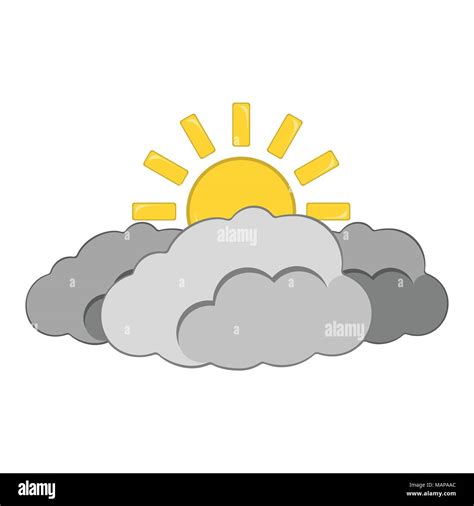 Sonne Mit Wolke Symbol Wetter Label Für Web Auf Weißem Hintergrund