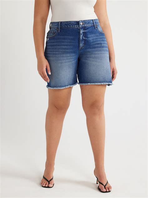 Sofia Jeans Womens Plus Size Gabriella Mid Rise Frayed Hem Bermuda