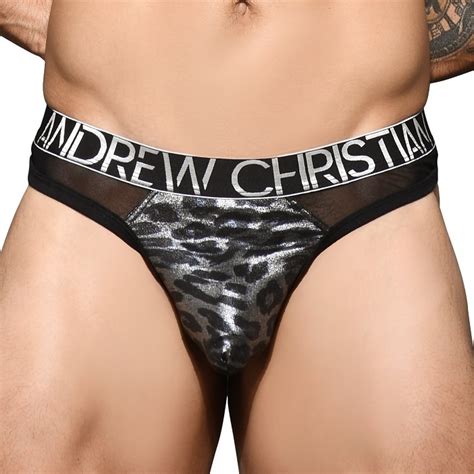 Andrew ChristianアンドリュークリスチャンMetallic Leopard メッシュTバック Almost Naked メンズランウェイ