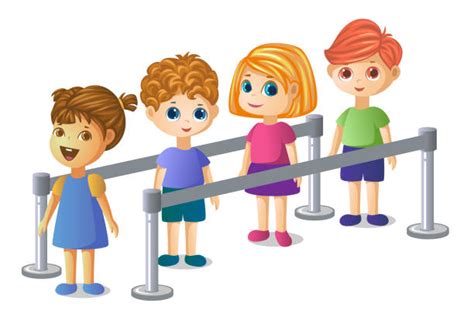 Kids Line Up stock vectors - iStock