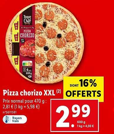 Promo Pizza Chorizo Xxl Chez Lidl Icatalogue Fr