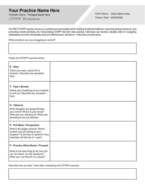 Dbt Stopp Worksheet Pdf