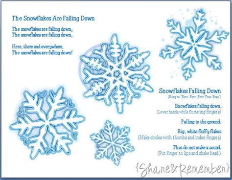 Free Snowflake Song And Fingerplay From Things To Share And Remember