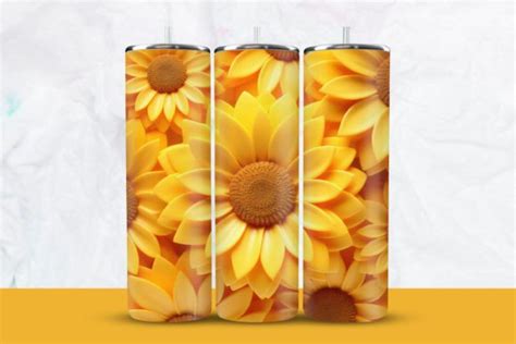 3d Sunflowers Tumbler Wrap Graphic By Kdp World · Creative Fabrica