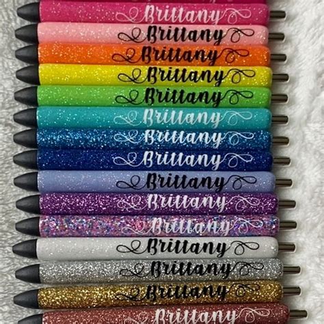 Glitter Personalized Gel Pens Custom Pens Custom Epoxy Etsy