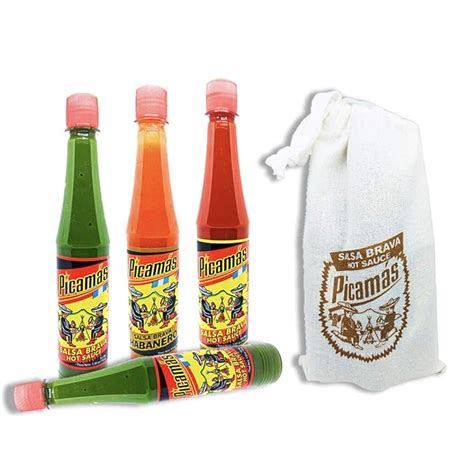 Picamas Hot Sauce T Set Original Green Jalapeno Salsa Brava Habanero Red