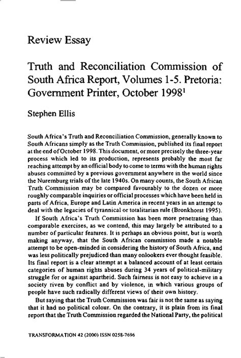 (PDF) Truth and Reconciliation Commission of South Africa Report ...