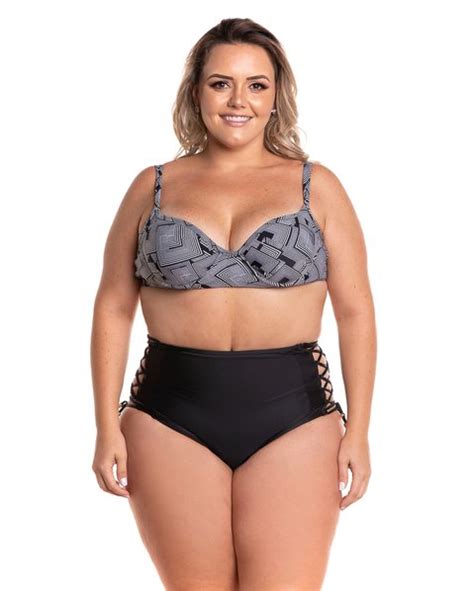 Calcinha De Biqu Ni Hot Pants Cintura Alta Tran Ado Na Lateral Preta