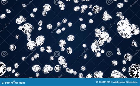 Falling Diamonds Pattern Background With Realistic D Transparent Gems