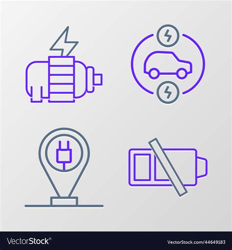 Set Line Low Battery Charging Parking Electric Vector Image