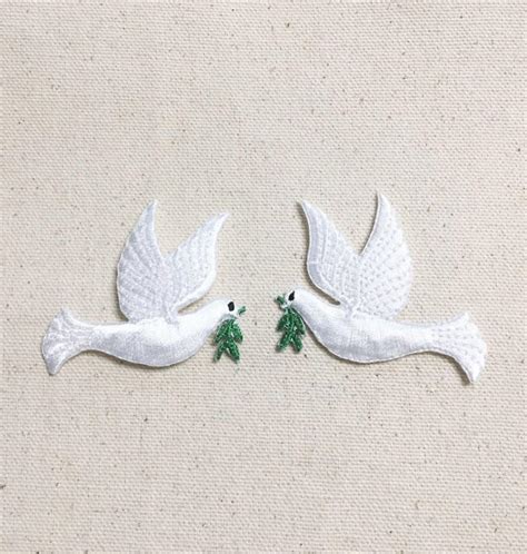 White Dove Iron On Applique Embroidered Patch Iron On Etsy