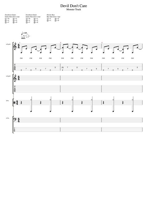 Devil Don T Care Drum Tab Chords Monster Truck