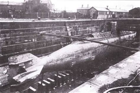 Captured Type Xvii U Boat U 1407 Seen Here In Dry Dock After Shipping