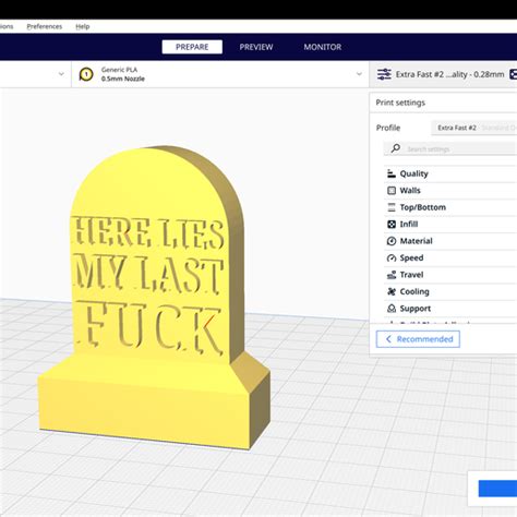 Here Lies My Last Fuck STL File For 3D PrintingCults