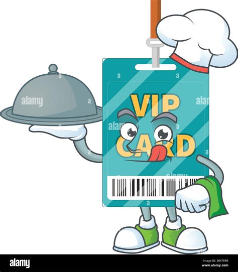 A Vip Pass Card Chef Cartoon Mascot Design With Hat And Tray Stock Vector Image And Art Alamy