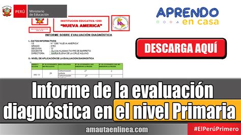 Informe De La Evaluaci N Diagn Stica En El Nivel Primaria