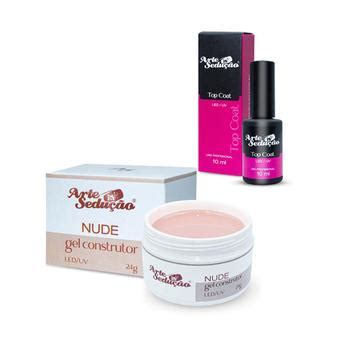 Kit Gel Led Uv Autonivelante Nude 24g Top Coat Brilho 10g Arte Sedução Unhas e Acessórios