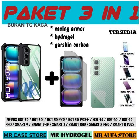 Jual Paket In Dan In MURAH HYDROGEL CASING FUSION ARMOR FOR INFINIX HOT HOT I HOT