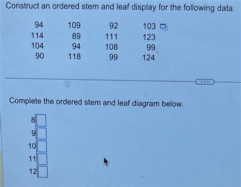 Solved Construct An Ordered Stem And Leaf Display For The