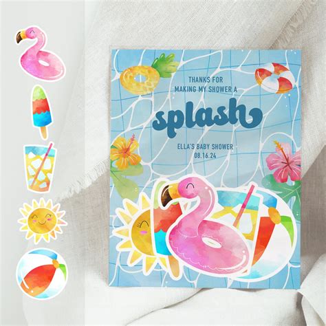 Pool Party Baby Shower Favors Vinyl Stickers Summer Baby Shower Party